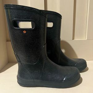 Bogs Girls Rain Boots Glitter Black Size US5 Big Kid